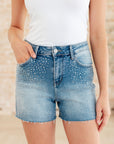 Elle High Rise Rhinestone Cutoff Shorts