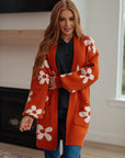Enough Anyways Floral Cardigan in Burnt Orange