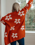 Enough Anyways Floral Cardigan in Burnt Orange