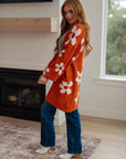 Enough Anyways Floral Cardigan in Burnt Orange