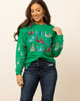 Fa La La Sequins Green Sweater