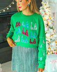 Fa La La Sequins Green Sweater