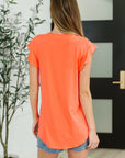 Flirtini Flutter Sleeve Top in Neon Coral