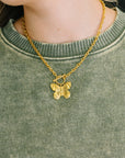 Flutter & Shine Butterfly Pendant Necklace in Gold