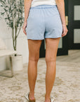 For the Love of the Game Mineral Wash Shorts in Dusty Blue