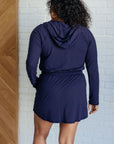 Getting Out Long Sleeve Hoodie Romper in Navy