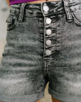 Greyson High Rise Button Fly Cuffed Shorts in Grey