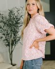Growing Together Notch Neck Puff Sleeve Top