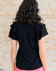 I'll Allow It Flutter Sleeve Tee In Black