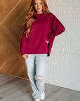 It's The Little Things Relaxed Scuba Pullover in Cabernet