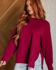 It's The Little Things Relaxed Scuba Pullover in Cabernet