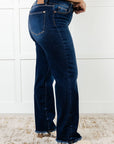 Jacqueline Mid Rise Frayed Hem Straight Leg Jean