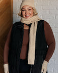 Jane Frost Beanie, Glove, and Scarf Set in Beige