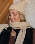 Jane Frost Beanie, Glove, and Scarf Set in Beige