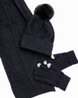 Jane Frost Beanie, Glove, and Scarf Set In Black