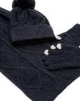 Jane Frost Beanie, Glove, and Scarf Set In Black