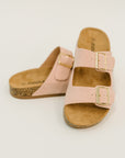 Jete Nubuck Double Buckle Slides in Blush