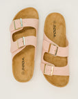 Jete Nubuck Double Buckle Slides in Blush