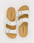 Jete Double Buckle Slides in White