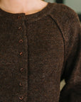 Just For Me Henley Brushed Pullover in Dark Brown