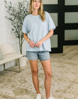 Just Like That Relaxed Heather Tee in Blue