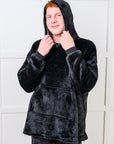 Kids Oversized Hoodie Blanket in Black