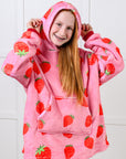 Kids Oversized Hoodie Blanket in Strawberry