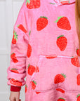 Kids Oversized Hoodie Blanket in Strawberry