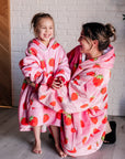 Kids Oversized Hoodie Blanket in Strawberry