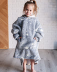 Kids Oversized Hoodie Blanket in Grey Stars