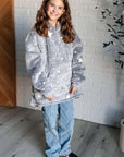 Kids Oversized Hoodie Blanket in Grey Stars