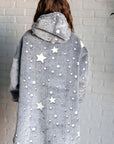 Kids Oversized Hoodie Blanket in Grey Stars