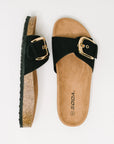 Lizzy Slip On Buckle Strap Sandal in Black