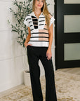 Lonely Traveler Striped Quarter Zip Vest in White