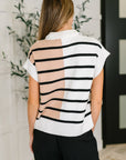 Lonely Traveler Striped Quarter Zip Vest in White