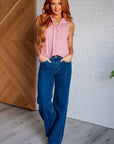 Matter of Fact Pleat Front Sleeveless Blouse in Pink