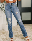 Maureen High Rise Distressed Bootcut Jeans