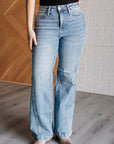 Melia High Rise Side Seam Detail Wide Leg Jeans