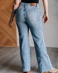 Melia High Rise Side Seam Detail Wide Leg Jeans