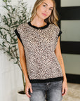 Meow's the Time Banded Hem Top in Leopard Print