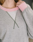 Midnight Cravings Trim Accent Pullover in Grey