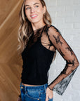 Never Sorry Lace Layering Top in Black