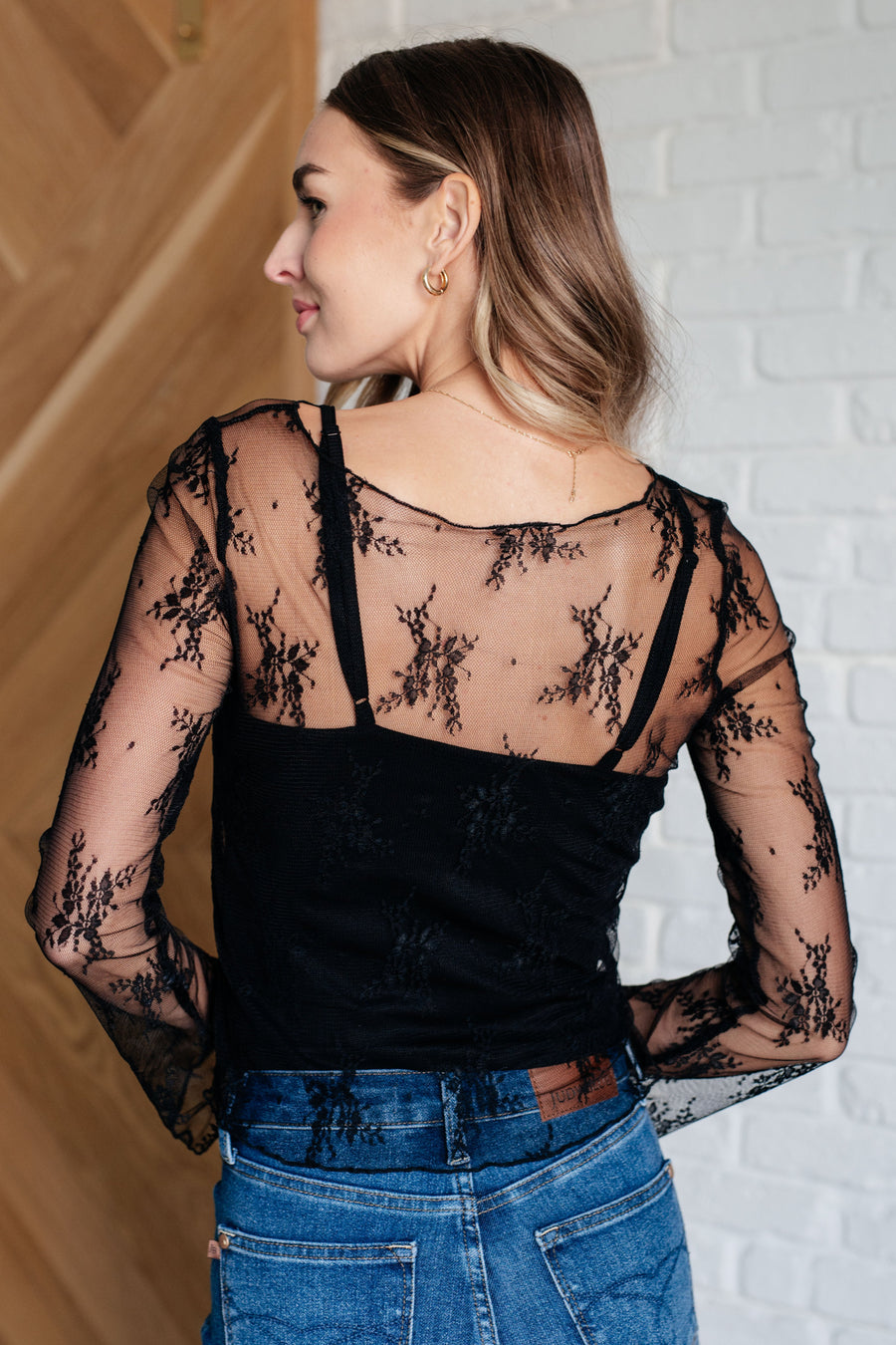 Never Sorry Lace Layering Top in Black