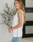 New Normal Pleat Detail Sleeveless Top in White