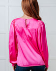 Not Exaggerating Satin Puff Sleeve Blouse