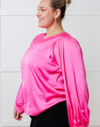 Not Exaggerating Satin Puff Sleeve Blouse