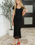 On the Town Lace Scoop Neck Dress in Black