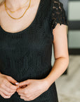 On the Town Lace Scoop Neck Dress in Black