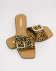 Opera Square Toe Buckle Slip On Sandal