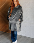 Oversized Velour Blanket Hoodie in Gray